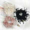 Pearl Tassel Scrunchies For Women Solid Designer Fabric New Hair Accessories Tie Bow Elastic Band For Girl Wholesale